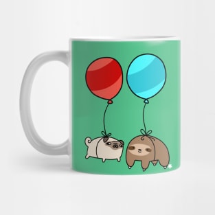 "Thank You" Balloon Pug and Sloth Mug